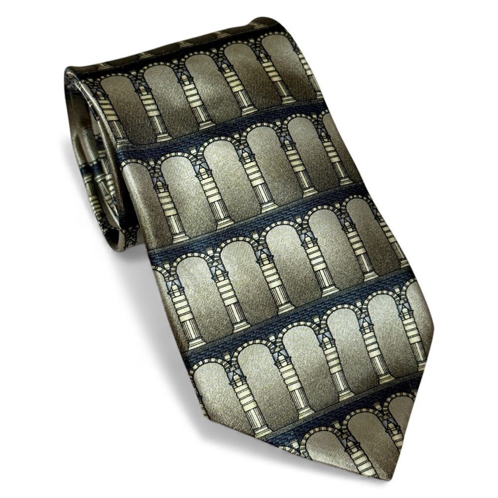 Vintage 60’s Don Loper Tie Shades of Gold Cream Blue Champagne